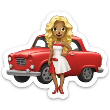 Red car with blonde giró sticker