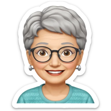 grandma, short salt and pepper hair and glasses sticker