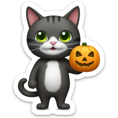 Cat Trick or Treating sticker