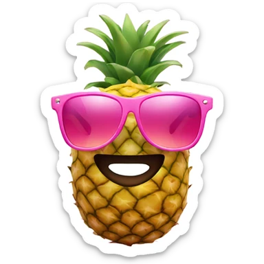 A pineapple wearing pink sunglasses sticker