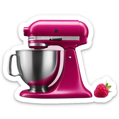 Realistic raspberry color kitchenaid mixer isolated. sticker