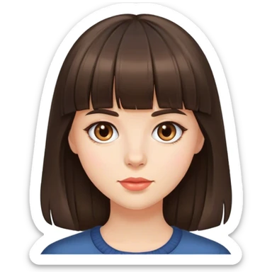 Create an emoji of a brunette girl with bangs sticker