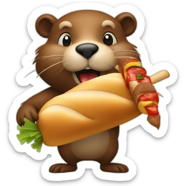 a beaver eating a kebab sticker