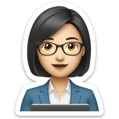 Female wealth management consultant, Asian, wearing head microphone, holding an ipad, Half-length portrait sticker
