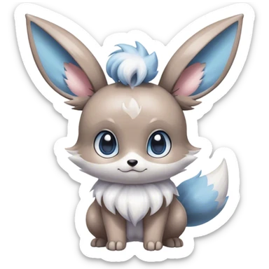 Shiny Eevee-Minccino-Espurr-creature-hybridi sticker