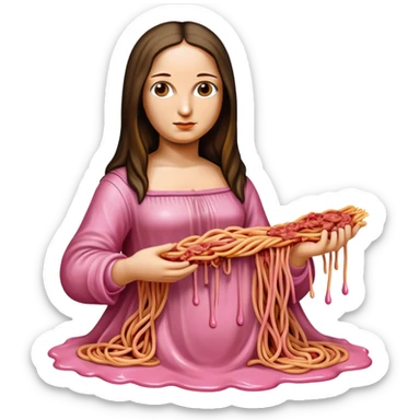  SPAM meat melted pink dripping sauce spaghetti dress monalisa portrait sticker