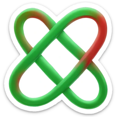 an infinity sign, left side red, right side green sticker