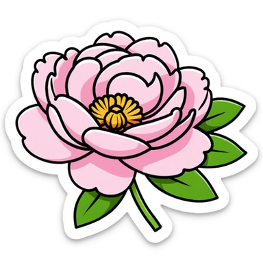 A blooming pink peony flower with ruffled petals sticker