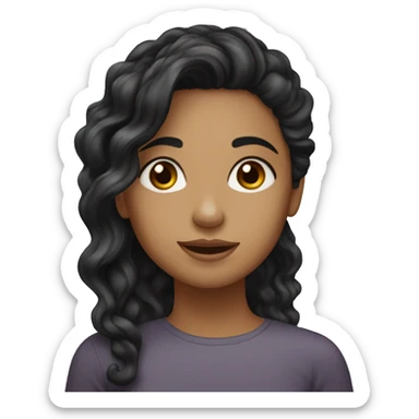 wavey haired girl with brown eyes black hair  sticker