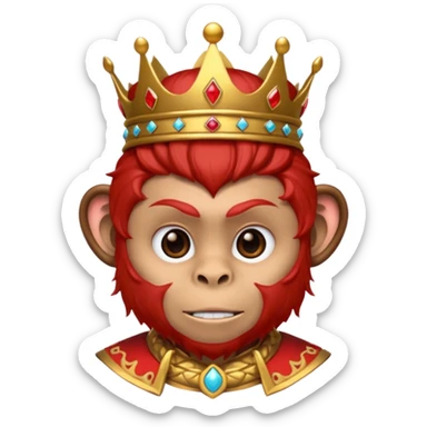red monkey king with red crown sticker