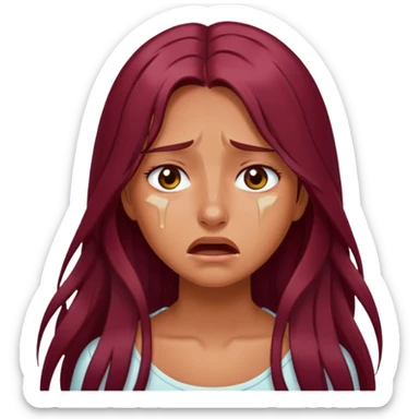 tanned skin goth girl long burgundy hair crying sticker