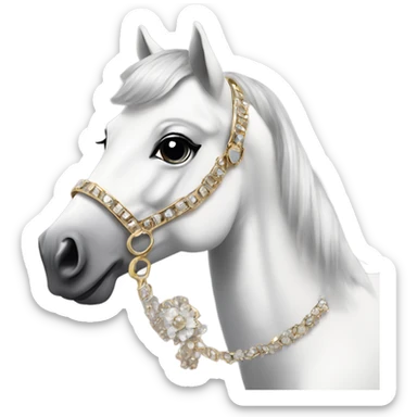 glam horse wearing makeup and accessories looking chic  sticker