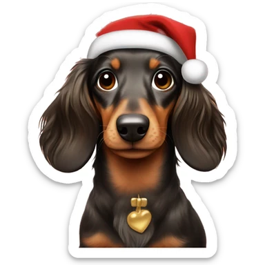Longhaired dachshund Christmas  sticker