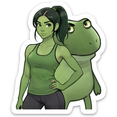 Gym girl hair black  sticker