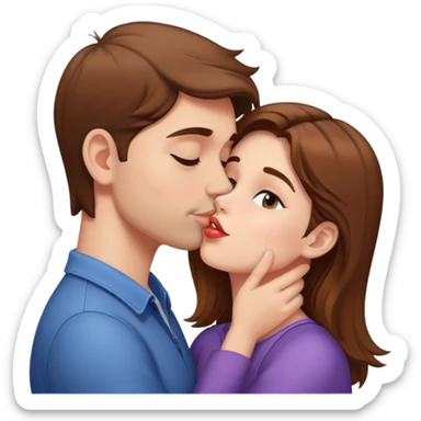 Brown hair girl Kissing guy sticker