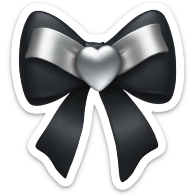 black bow with a silver heart bow in the center sticker