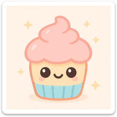 cupcake with pink icing, clear cupcake shape, pink frosting, playful and inviting, visually appealing, no text sticker