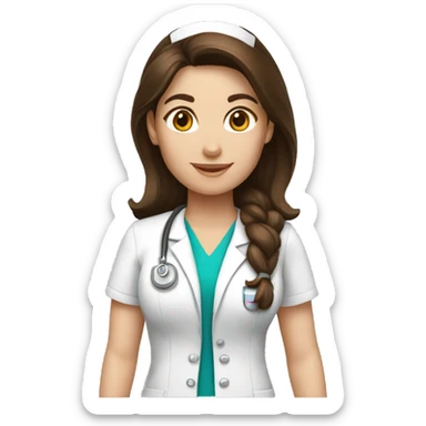 nurse star brunette brown hair sticker