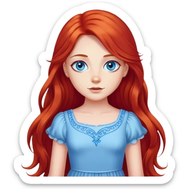 girl with red long hair with blue eyes in dress sticker