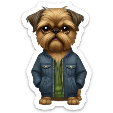 brussels griffon in a jacket sticker