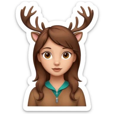 Make a cute girl deer with brown hair and brown eyes give her cute lashes sticker