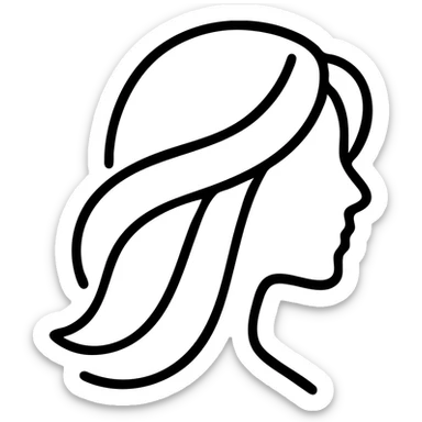 flowing hair, fashionable hairstyle sticker