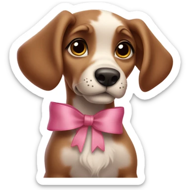 Puppy lady from lady and the tramp with pink ribbon bow on her neck sticker