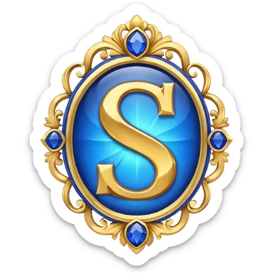 Create a custom emoji badge featuring a stylized letter “S”. Style it after the Challenger rank from League of Legends. Use gold & sapphire blue colors, radiant glow effects, and a majestic, high-prestige frame.
 sticker