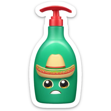 Shampoo bottle with a Mexican sombrero sticker