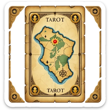 tarot card with a map on it sticker
