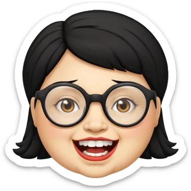 short fat lady with glasses ,crooked teeth and crazy black hair sticker