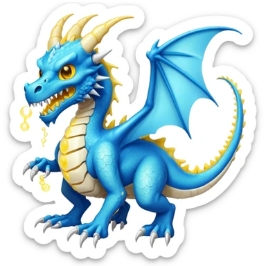 a electric bone dragon with bue teeth, yellow eyes, electricity breathing bubbles (full body) sticker