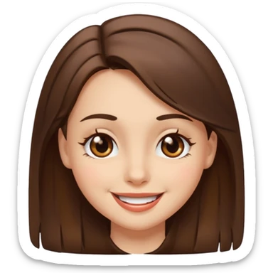 brown eyed girl with medium length brown hair, winking sticker