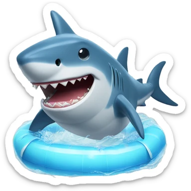 Shark with a floatie on it sticker