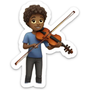 boy-standing-in-a-colored-sea-while-holding-violin sticker