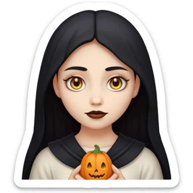 Stylized cult cartoon girl emoji, eerie-cute aesthetic, symmetrical design, subtle spooky vibe, glowing eyes, saying “AMILK”, bold graphic icon sticker