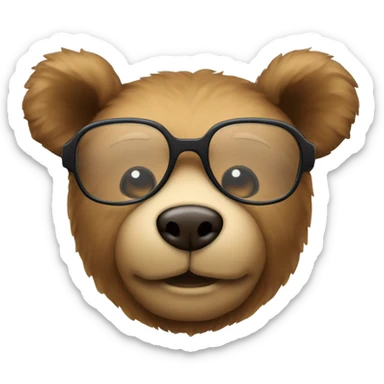 A teddy bear with clear glasses  sticker