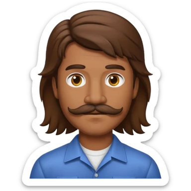 make a mullet man emoji with brown hair and mustache sticker
