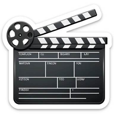 ultra simple film slate outline, black line drawing only, no fill or shading, just essential outlines sticker