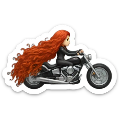 biker girl with long red hair sticker