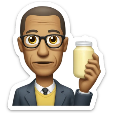 Gus fring neutral face holding mayonnaise titled "Mayonnaise" sticker