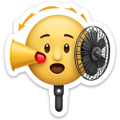 Create a shit emoji being thrown from a fan, like "shit in the fan" expression.
Use the actual "shit emoji" and try version with electric fan sticker