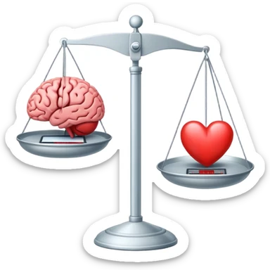 The brain and the heart are on the scale from different sides sticker