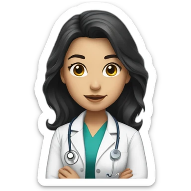 doctor girl with dark hair who is crouching sticker
