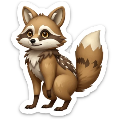 fantasy tanuki-Coyote-marsupial-fursona-hybrid animal creature full body with intricate markings  sticker