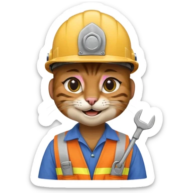 siam cat, handyman Outfit, wearing a Helmet sticker