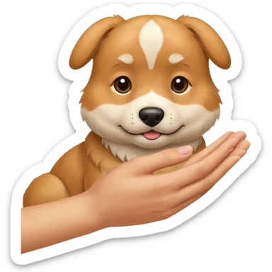 hand pets an animal sticker
