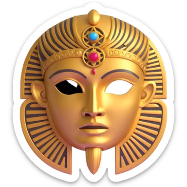 golden Anunnaki mask with ancient engravings sticker