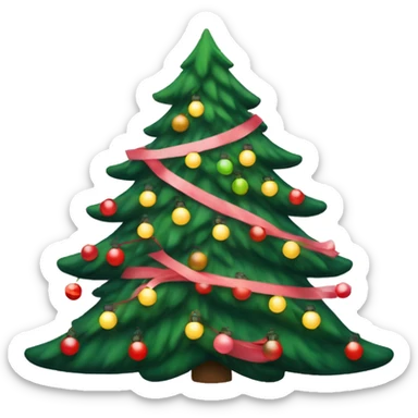 Christmas tree with red and green lights. Add pastel pink ribbon on top. Be more detailed sticker