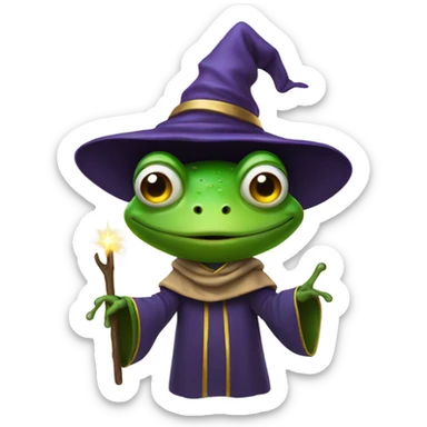 Frog as a wizard sticker
